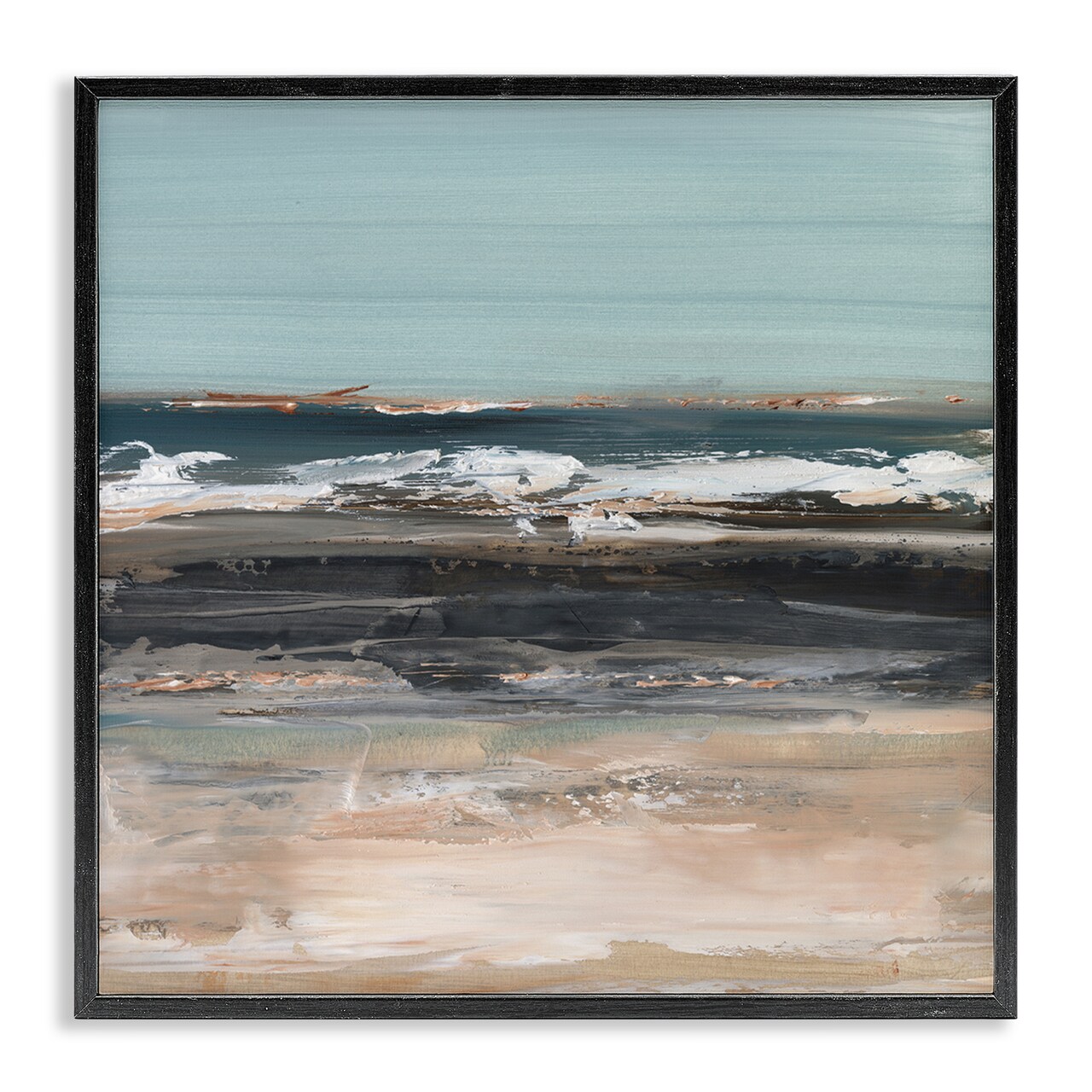 Stupell Industries Moody Grey Beach Waves Framed Giclee Wall Art Design by Ethan Harper